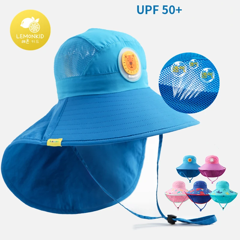 Lemonkid Wide Brim Children Sun Hat Kids Bucket Cap Summer Beach Girls Travel Outdoor Fashion Cute Dinosaur Boy Casual Sun Hats