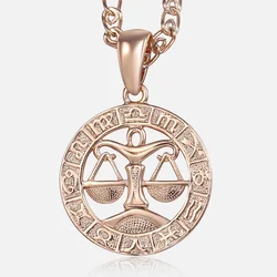 Libra Zodiac Sign Necklace For Women Men 585 Rose Gold Color Pendant Necklace Fashion Personal Birthday Gifts GP279