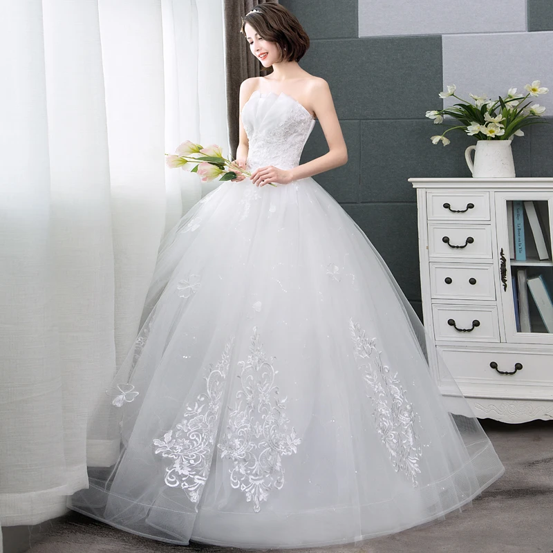 Real Photo Hot Sale Korean Lace Up Ball Gown Cheap Wedding Dresses 2024 New Fashion Claasic Custom Plus Size Elegan Bridal Dress