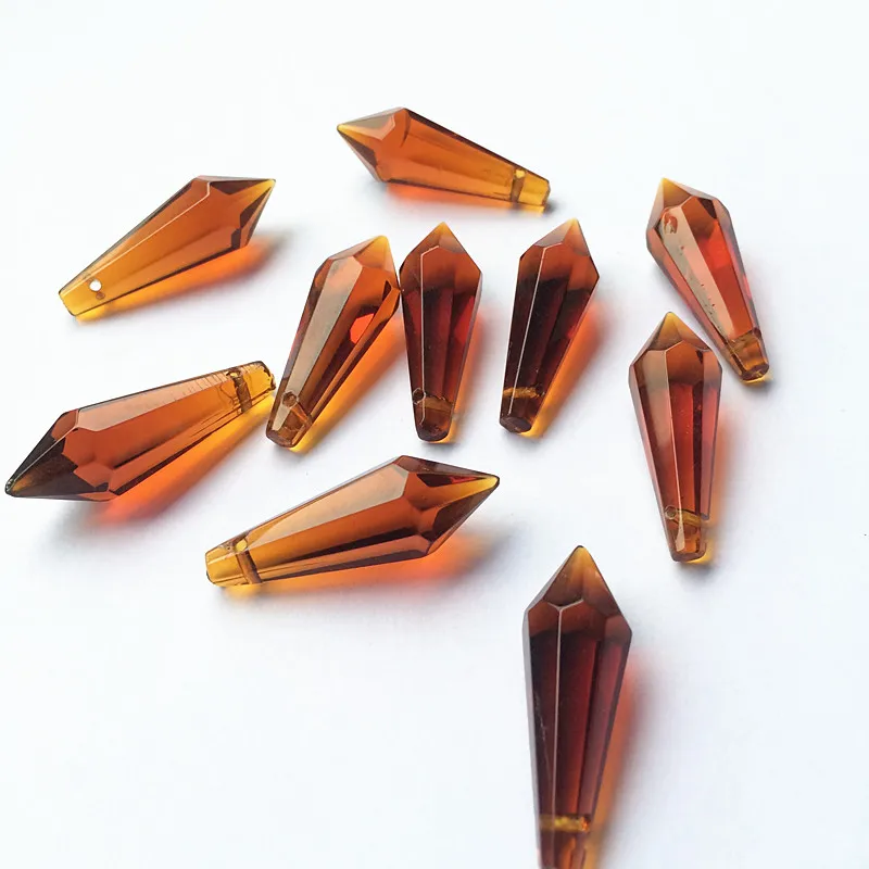 

30pcs 36MM Brown Chandelier Crystals Lamp Prisms(Free Ring) Hanging Pendants For Candelabra, Ceiling Lights, Cake Topper Decor