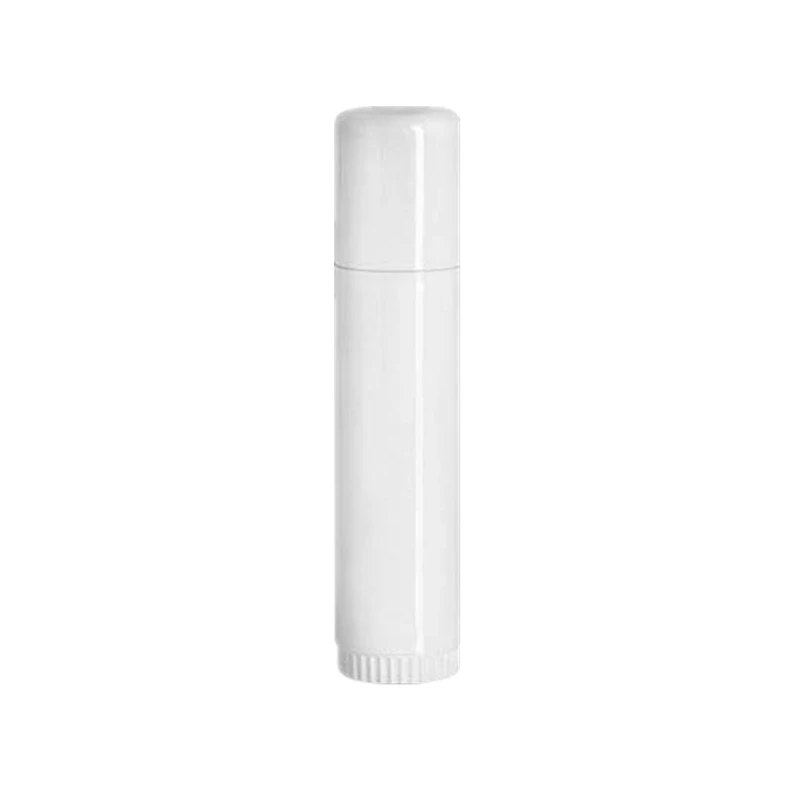 BPA Free 10ml 1/3 oz Plastic Round White Lip Balm Tube With Twist Up Base With White Cap