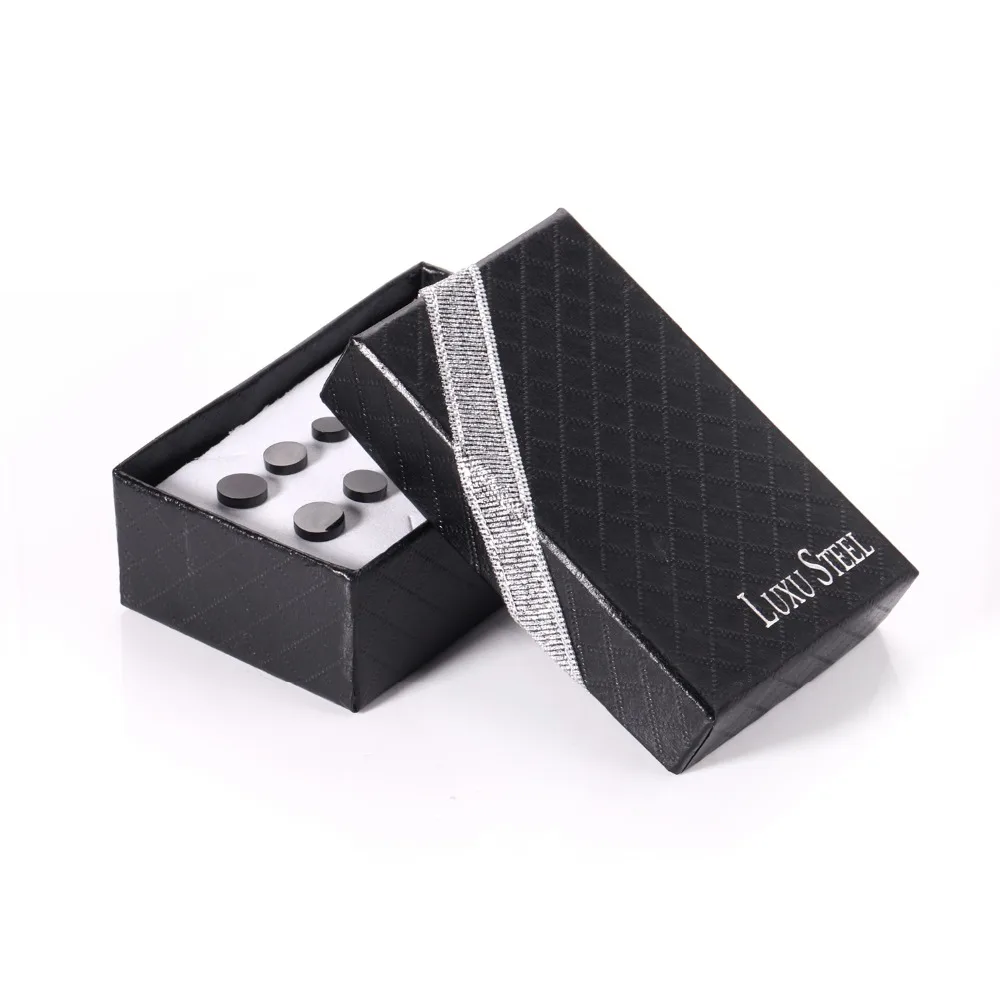LUXUSTEEL-مجموعات القرط الفولاذ المقاوم للصدأ ، ودفع الظهر مسمار الأذن ، أسود شكل دائري ، حجم مختلط ، 4 مللي متر إلى 8 مللي متر ، 5 أزواج لكل صناديق ، جديد #4