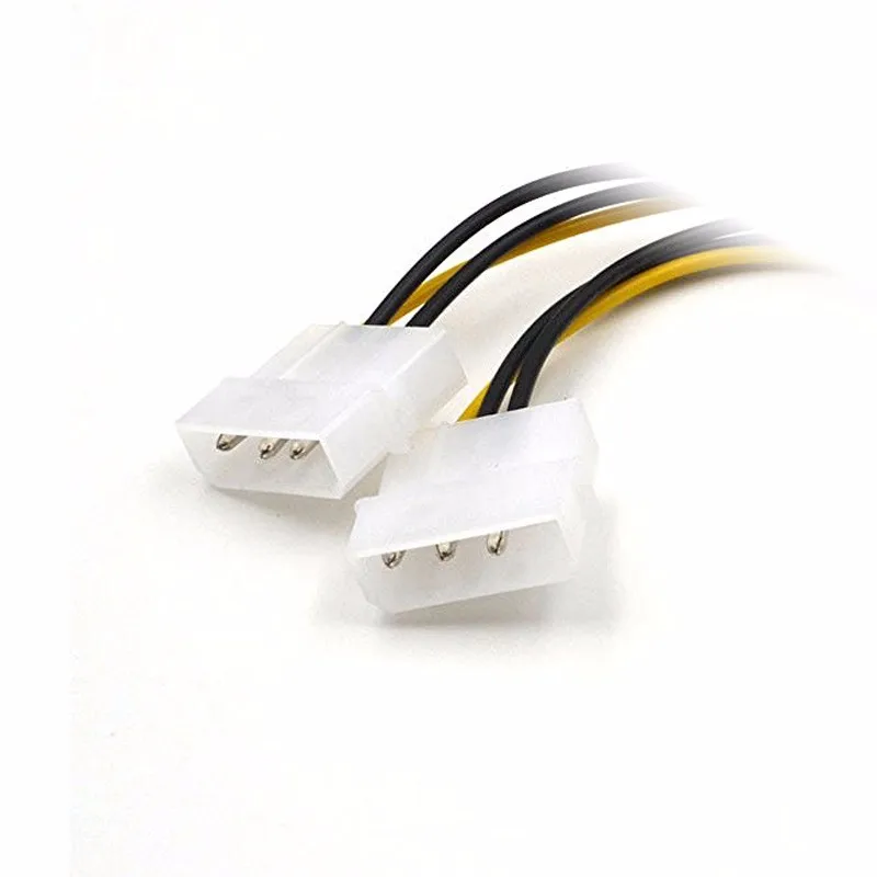 5 pces 6 polegadas 2 x molex 4 pinos para 6 pinos pci express placa de vídeo pci-e atx psu cabo conversor de energia-molex para pcie 6 pinos adaptador