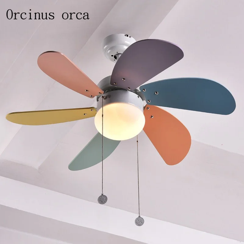 Modern creative children's ceiling fan lamp simple fan lamp bedroom dining room living room LED ceiling lamp Postage free