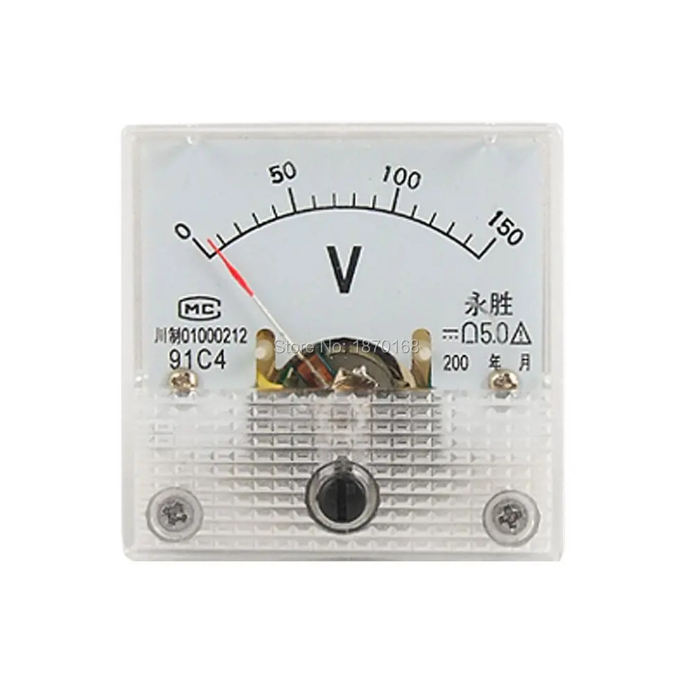 91C4 Fine Tuning Dial DC 150V Analog Voltage Panel Meter Voltmeter