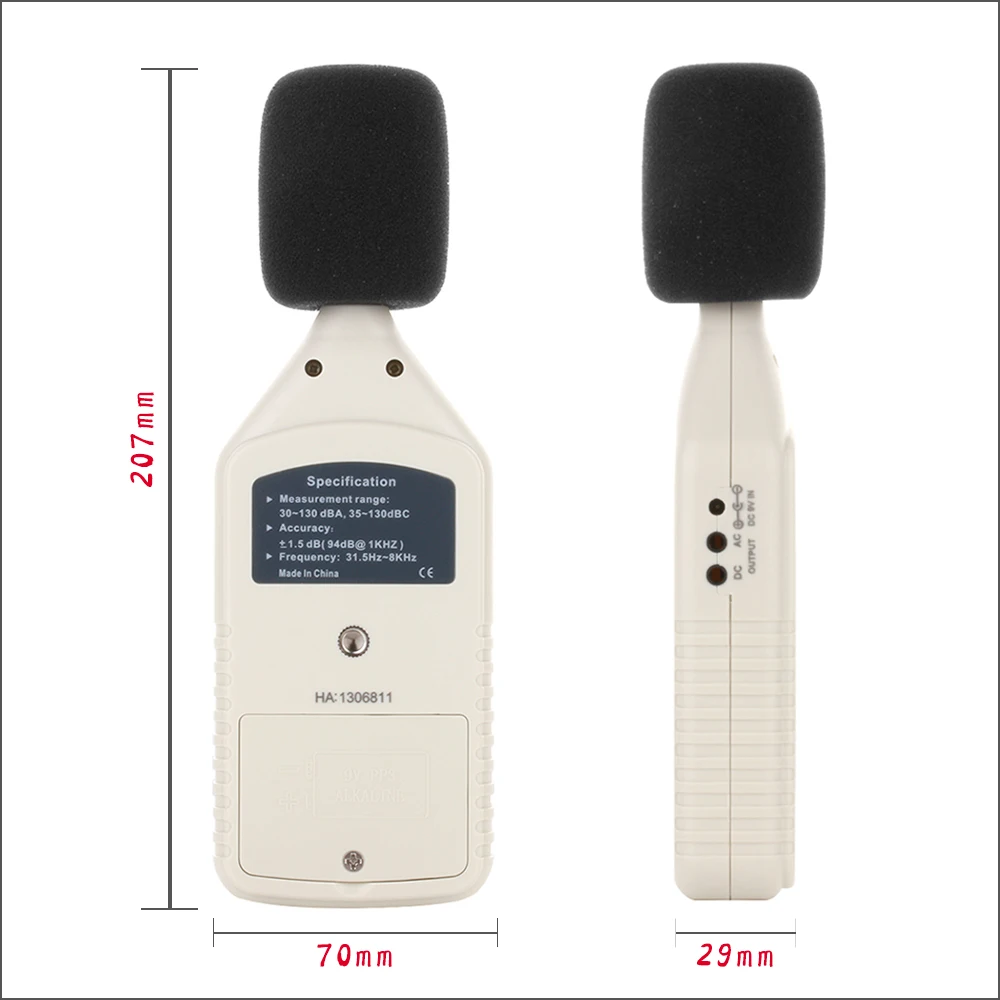 RZ Digital Sound Level Meter Meters Noise Tester In Decibels LCD A/C FAST/SLOW DB Screen GM1358 30-130dB