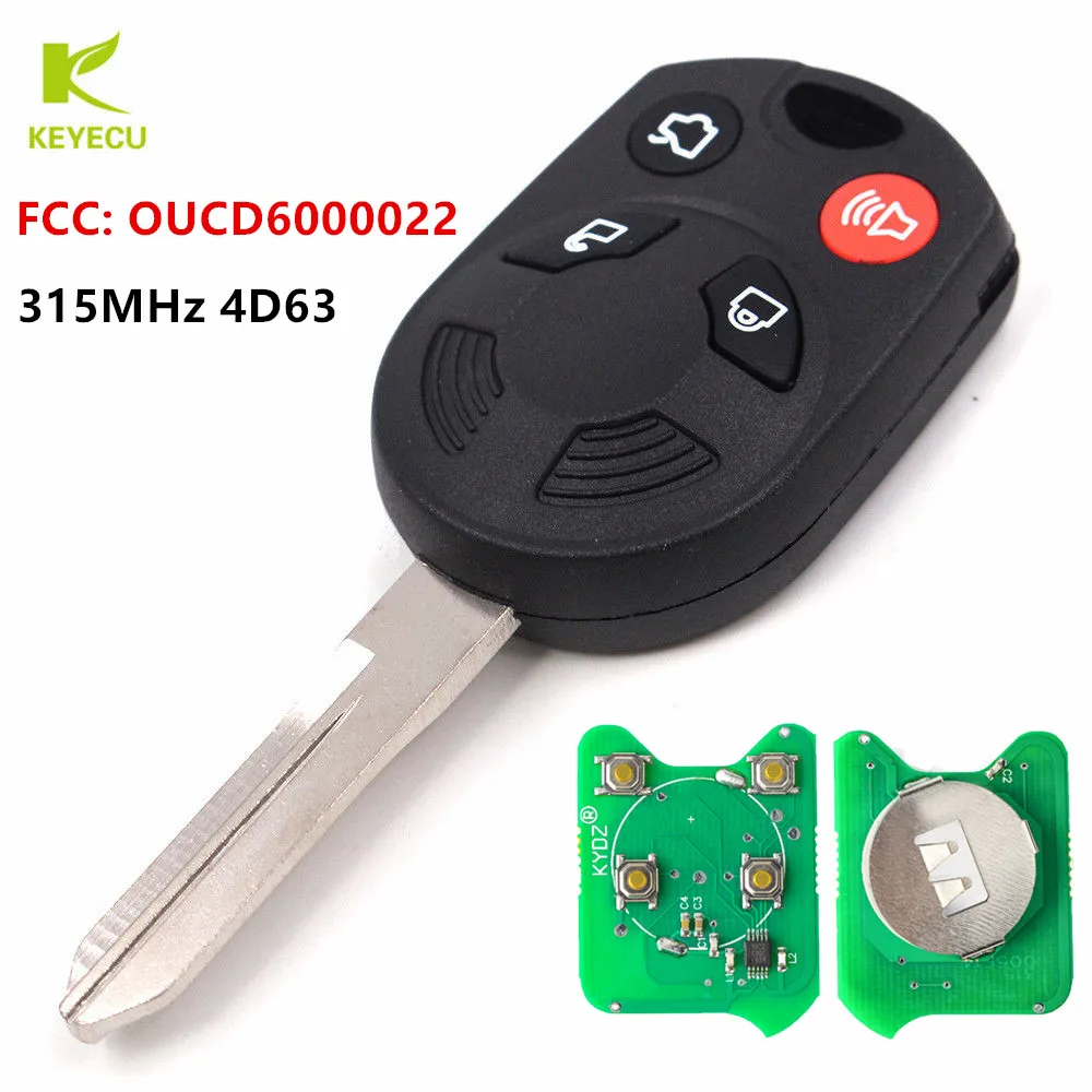 

KEYECU 4Button Remote Car Key Fob 315MHz 4D63 for Ford Escape Fusion Focus Edge Mustang 2005-2018 FCC: OUCD6000022