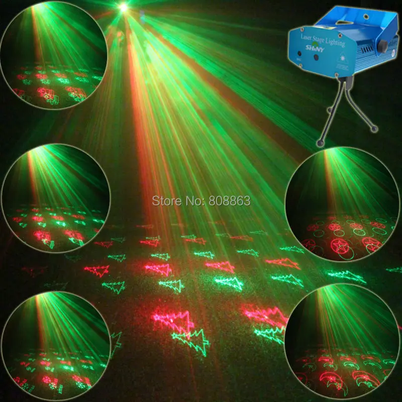 

ESHINY Mini Red Green Laser projector 20 Patterns Christmas Party DJ Lighting Lights Party Bar Dance Stage Light Show N85Y21