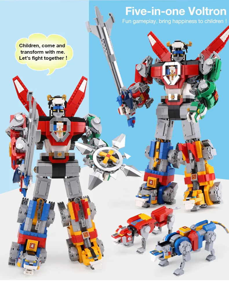 5 in1 Deformable Model Voltron Robot Compatible 21311 Building Blocks Brick Toy Christmas Birthday Gift