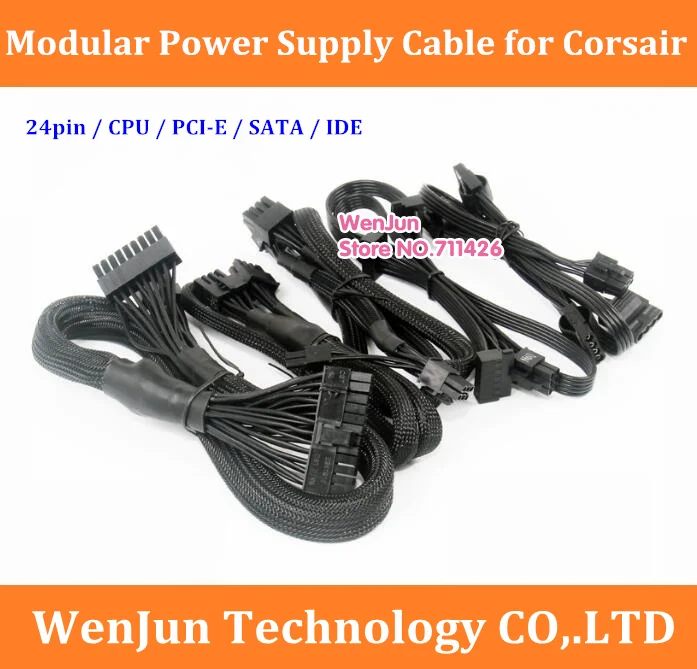 CPU 8pin ATX 24pin / PCI-E Dual 8pin SATA IDE modular Power supply cable for Corsair RM650X RM750x RM850X RM1000X