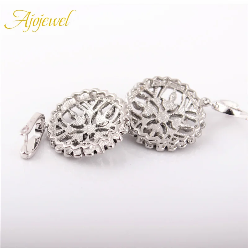 Ajojewel Big Round Earring For Women High Quality Black Crystal Rhinestone Flower Ear Drop Fashion Jewellery