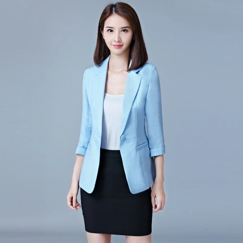 Neue Büro Damen Solide Blazer Schlank elegante Sieben-Viertel Hülse Casual Anzug Mantel Jacke Frauen blazer Weibliche Tops