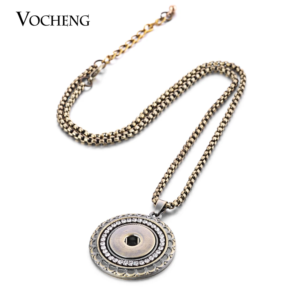 Vocheng Snap Button Bronze Pendant Necklace Inlaid Crystal 18mm Interchangeable Jewelry NN-474