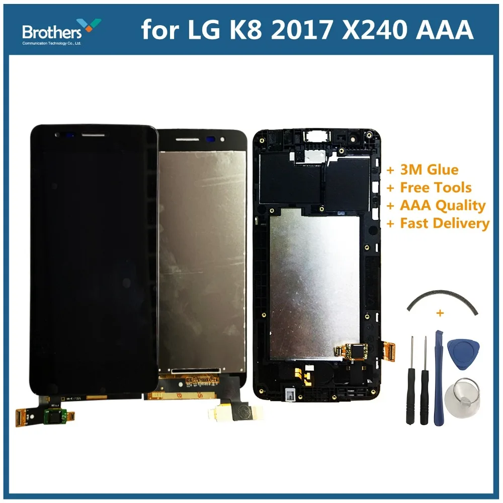 

ЖК-дисплей для LG K8 2017 X240, дигитайзер сенсорного экрана с рамкой, двойной SIM-карты для LG K8 2017 X240 X240K, замена телефона