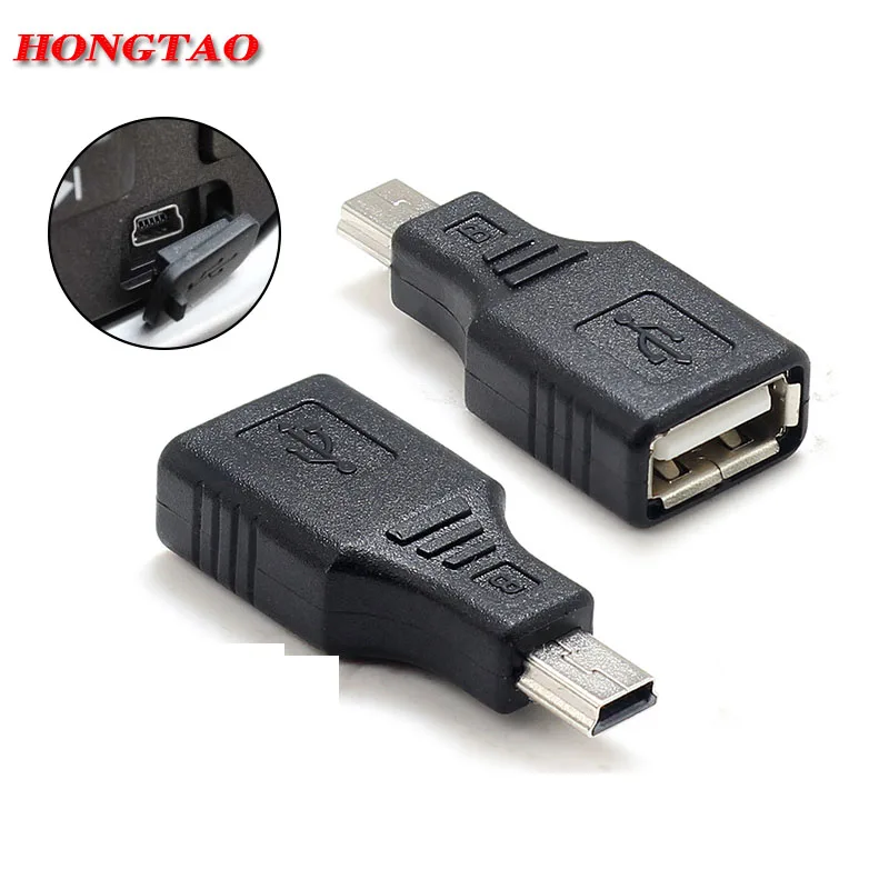 Mini USB USB 2.0 A Female To Micro / Mini USB B 5 Pin Male Plug OTG Host Adapter Converter Connector up to 480Mbps Black AQJG