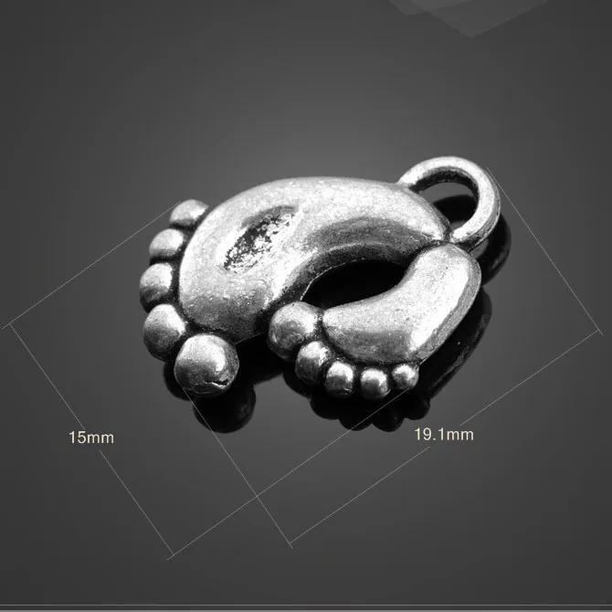 6 Pieces/Lot 15*19.1mm Antique Silver Plated metal baby and parents sole charm pendants for jewelry making