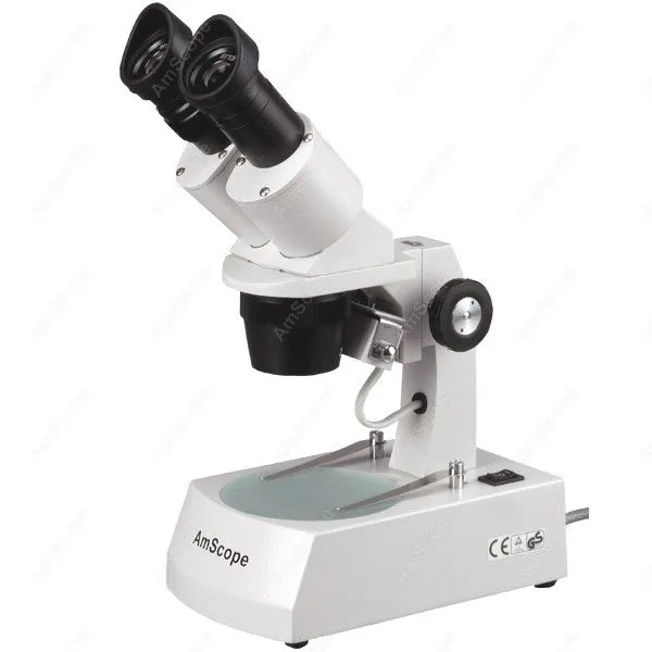 Binocular Stereo Microscope--AmScope Supplies 20X-30X-40X-60X Binocular Stereo Microscope with Two Halogen Lights