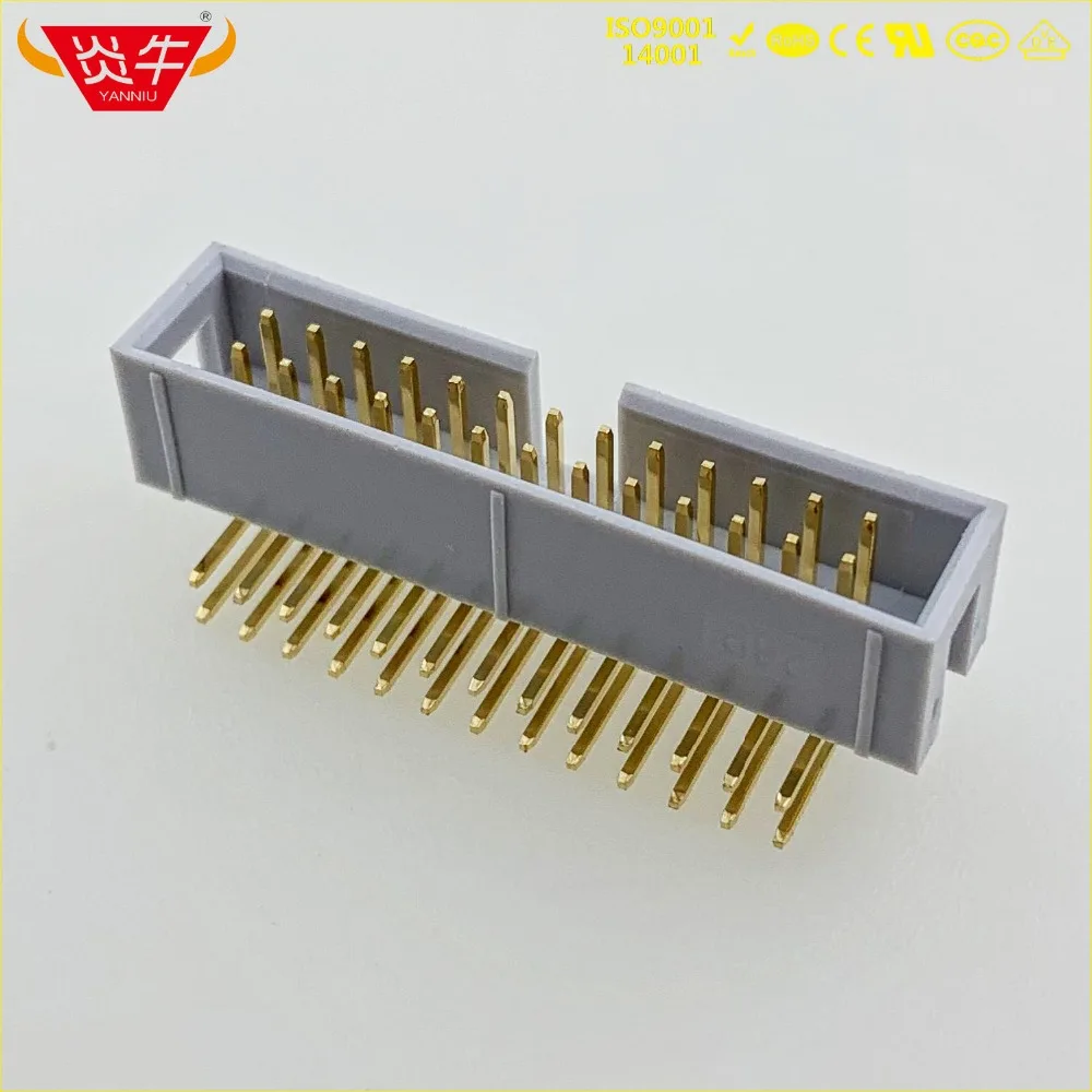 50Pcs DC3-26P GREY WHITE 26PIN IDC SOCKET BOX 2.54mm PITCH BOX HEADER RIGHT ANGLE CONNECTOR CONTACT PART OF THE GOLD-PLATED 3Au