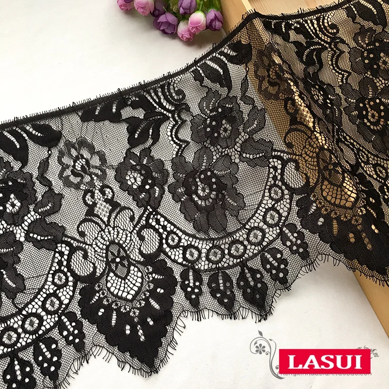 LASUI wide 26.5 cm DIY wedding dress veil stitching waist lead material decoration Beautiful cord france eyelash lace trim