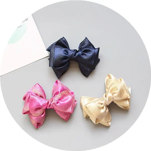 Boutique 12pcs Fashion Cute Ribbon Hair Bow Hairpins Solid Kawaii Bowknot Hair Clips Princess Headwear Hair Accessories