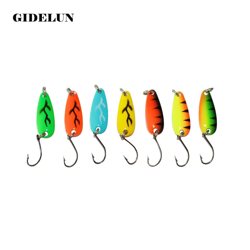 wholesale fishing lure 70pcs/lot artificial metal bait 2.8cm 2.5g spoon fishing lure fishing tackle trout lure swimbait