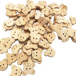 20 piezas/50 unidades/100 unidades de botones decorativos de madera de oso, dijes de osito de peluche Natural, botones de costura de madera de 2 agujeros para niños 7NK247