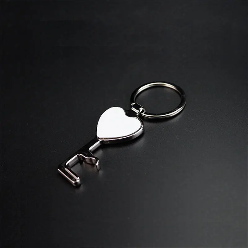 Open wine key chain for sublimation heart key ring jewelry for heat tranfer printing consumable DIY gifts