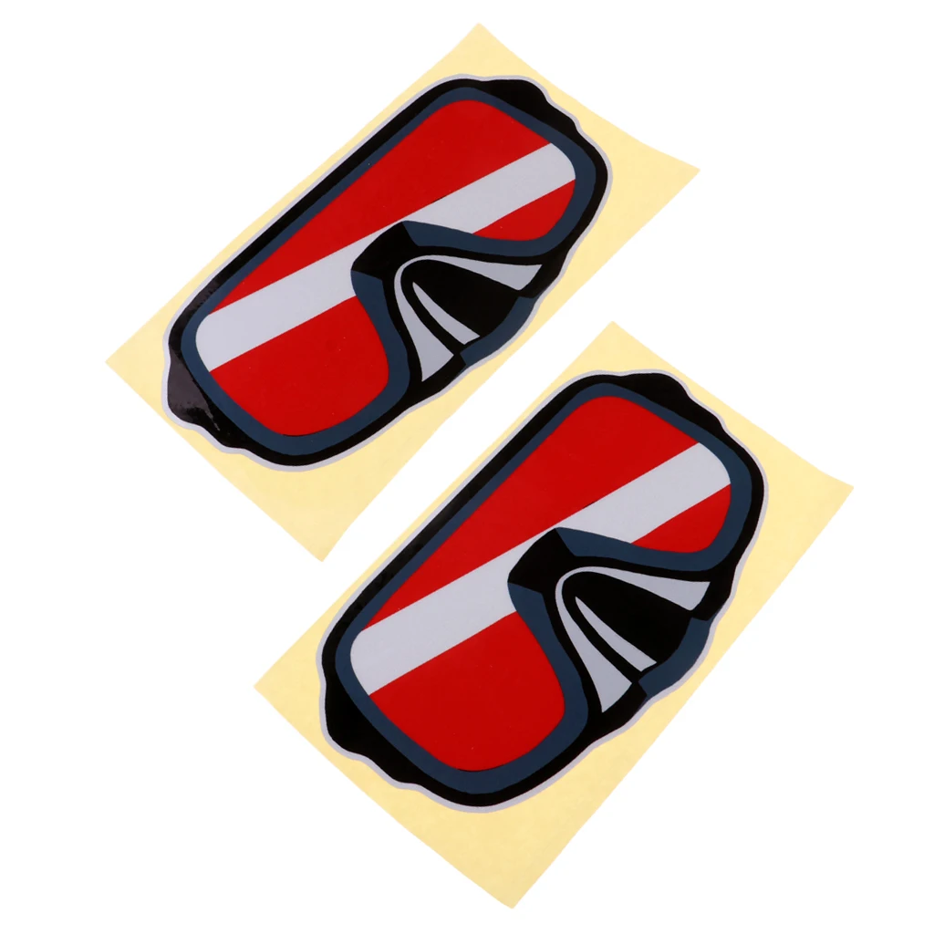 Perfeclan 2Pcs Reflective Scuba Diving Diver Down Flag Kayak Sticker Vinyl Decal Red Waterproof Skeleton Fish Kayak Accessories