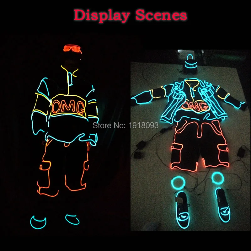 Luminous Costumes Glowing Gloves Shoes Light Clothing Men Dance Clothes For Holiday Lighting Decor