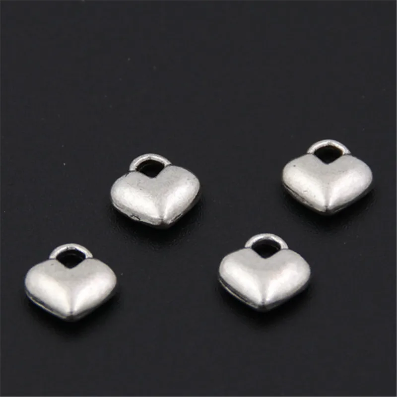 100pcs  Silver Color 2 Sides Heart Charms Pendants Jewelry Making DIY Handmade Craft A2556