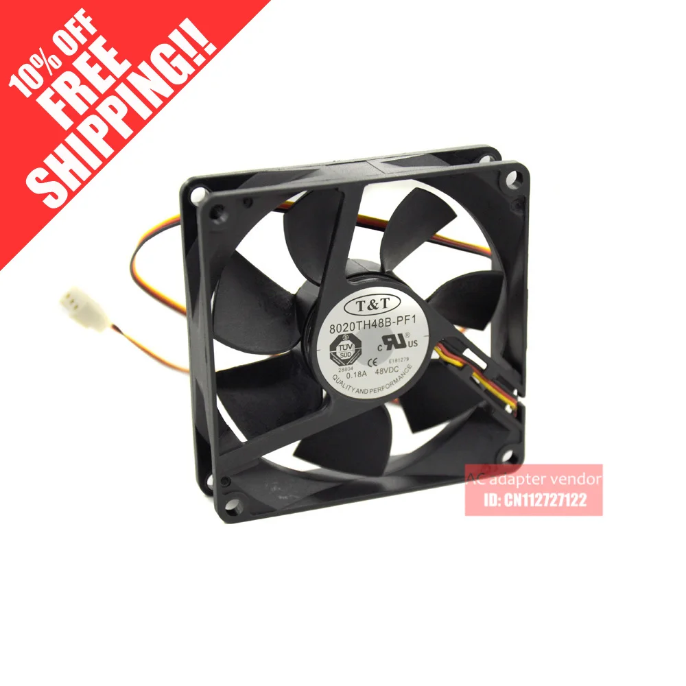 

New T&T 8020 8cm 48V 8020TH48B-PF1 ball fan