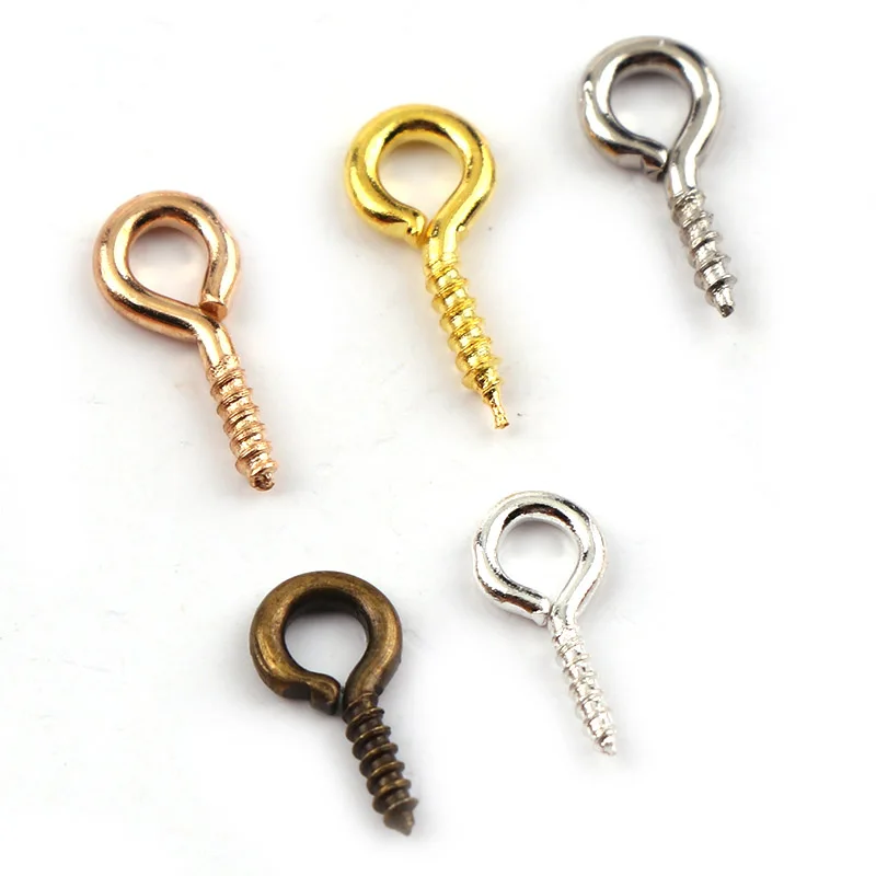 4.5x10mm Vintage Metal Tone Screw Eyes Bails Top Drilled Beads End Caps Pendant DIY Charms Connectors Jewelry Accessories