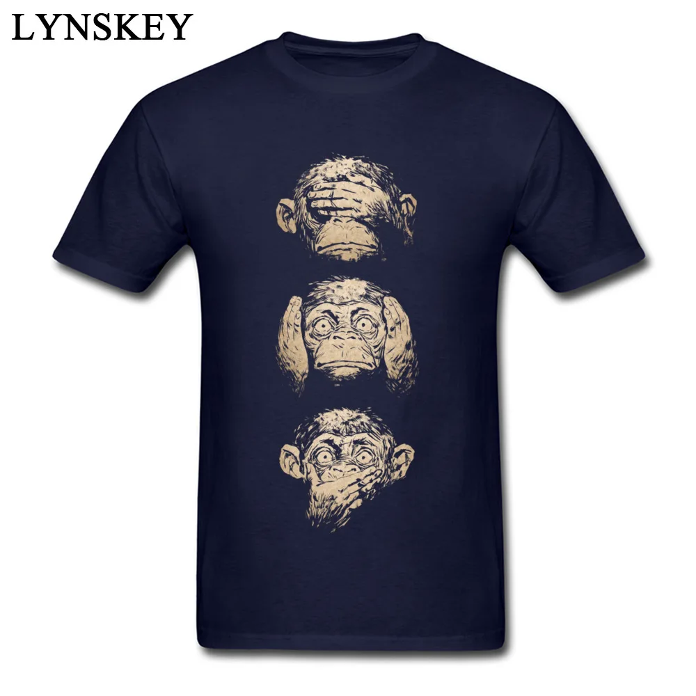 Wise Monkeys Funky T Shirt For Man Retro Painting Tees Top Cotton Fabric Short Sleeve Teens Customize