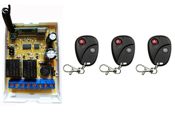 DC 12V DC 24V 2CH RF Wireless Remote Control Lighting Switch System transmitter Receiver 2CH Relay Smart Home Garage Door/lamp