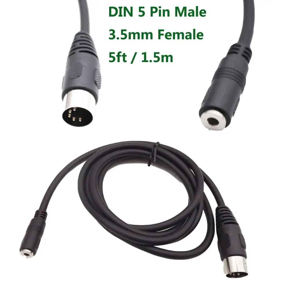 1 шт. Премиум 150 см/1,5 м/5 футов Din MIDI 5 Pin штекер 3,5 мм стерео гнездо Аудио адаптер Разъемы кабель Шнур