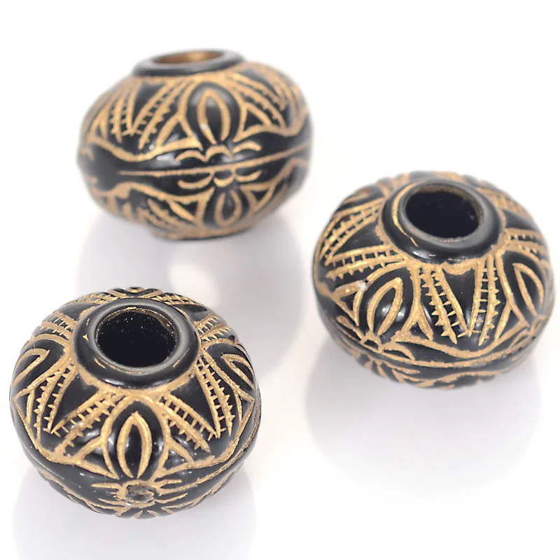 Miasol 30 Pcs 14x16 MM Large Hole Vintage Inspired Ethnic Acrylic Abacus Antique Design Spacers Beads For Diy Jewelry Making