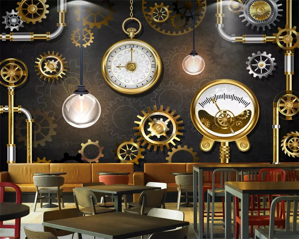 Beibehang personalizado moderno europeo y americano industrial viento vintage cemento pared engranaje barra fondo papeles tapiz decoración del hogar