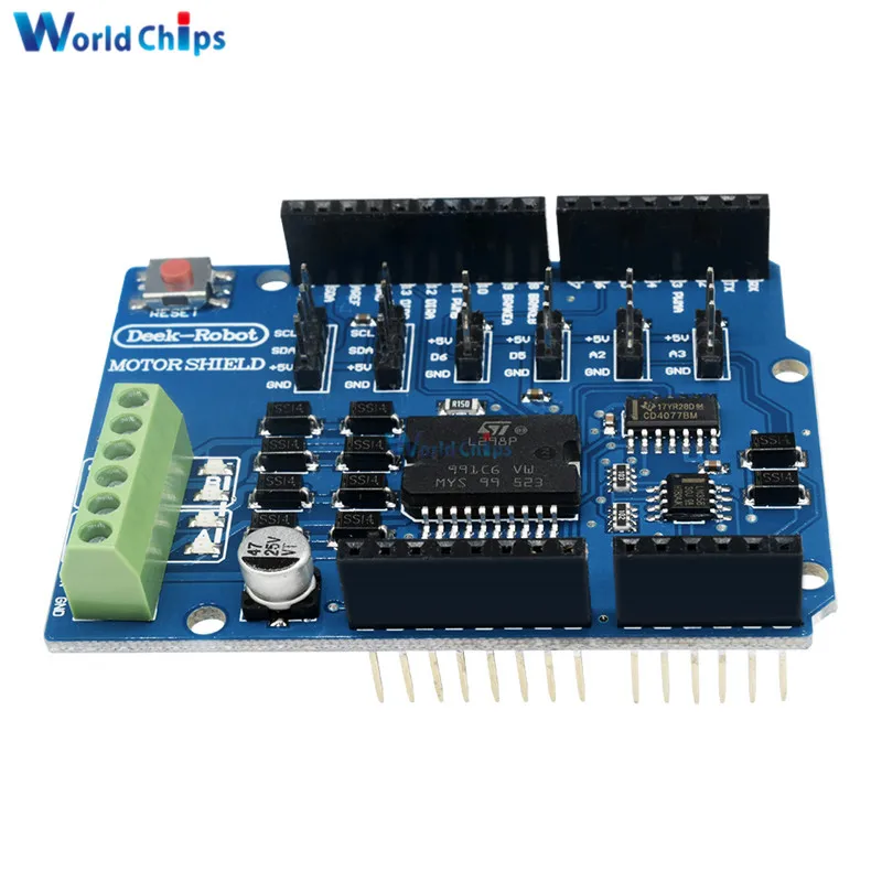 L298P L298 Shield R3 DC Motor Driver Módulo de placa estriada 2A Dual Full Bridge h-bridge 2 Way para Arduino Relay 5V 12V