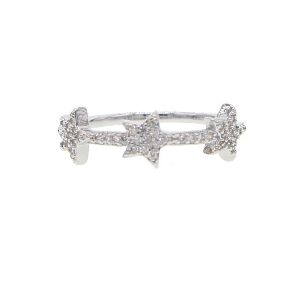 engagement band with 3 pcs cz star cute lovely star charm stacking bands fashion women rings size 6 7 8