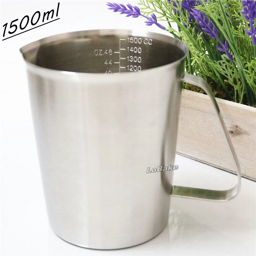 

1500ml hard measuring cups stainless steel 304 mug with measure size marks for kitchen measuring spoons and cups gadgets