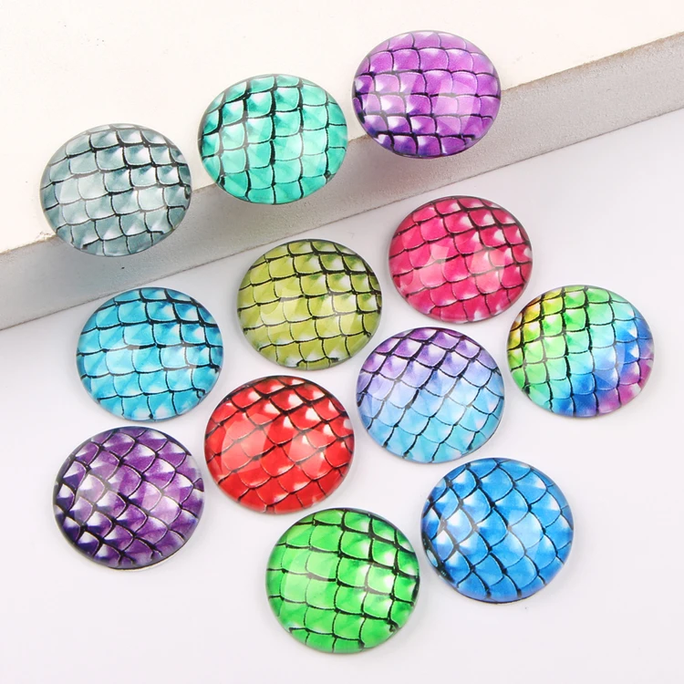 reidgaller mixed dragon scale photo glass cabochon 10mm 12mm 14mm 16mm 18mm 20mm 25mm diy round dome jewelry findings