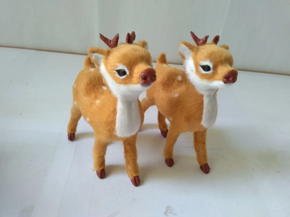 

13x11cm simulation sika deer model 2 pieces,polyethylene&faux furs deer handicraft Figurines prop,home decoration toy gift a1847