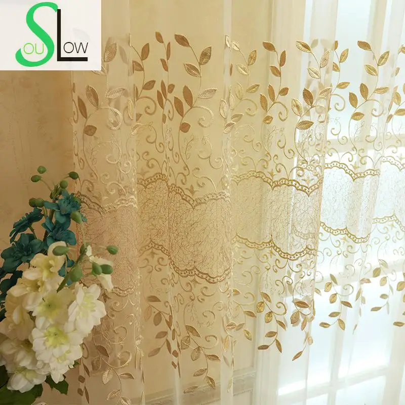 

[Slow Soul] European Korean Garden Room Nest Embroidery Fabric Curtains Marriage Curtain Cortinas For Living Tulle Luxury Modern