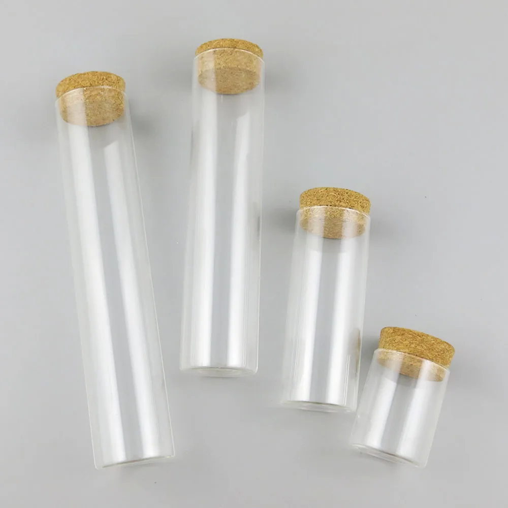 

100 x 80ml 200ml 380ml 550ml Transparent Large Cork Stopper Glass Tube Coffee Dry Flower DIY Decor Jar Container