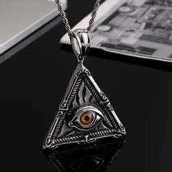 Stainless Steel Triangle Pendant Horus Eye Retro Punk Titanium Steel Pendant Personality Jewelry