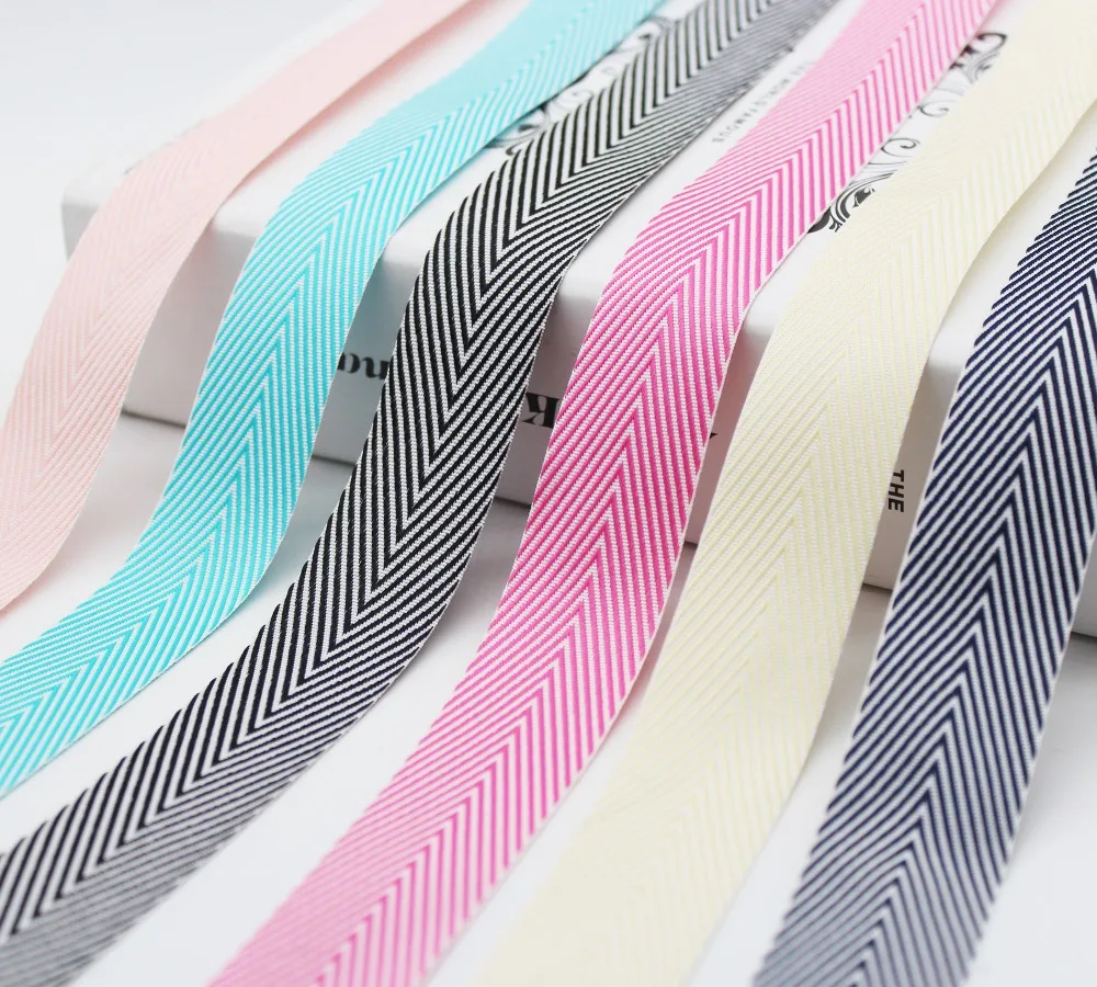 Double Sided Striped Herringbone Chevron Ribbon Woven Tapes 1.5\