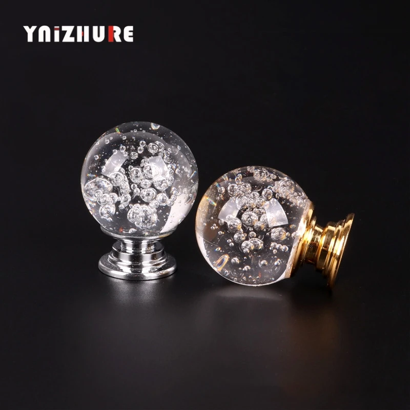 YNIZHURE Brand Design Crystal glass Creative bubble ball Design Cupboard Pulls Drawer Kitchen Cabinet Door Wardrobe Handles 1PC