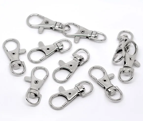 

Free Shipping 100pcs Silver Tone Lobster Swivel Clasps for Key Ring 37x16mm Jewelry Findings Wholesales