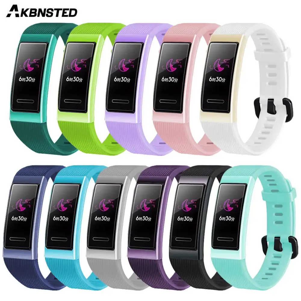 AKBNSTED Bunte Silikon Sport Strap Für Huawei Band 3/3 Pro/4 Pro Smart Uhr Ersatz Armband Für Huawei Band 4 Pro