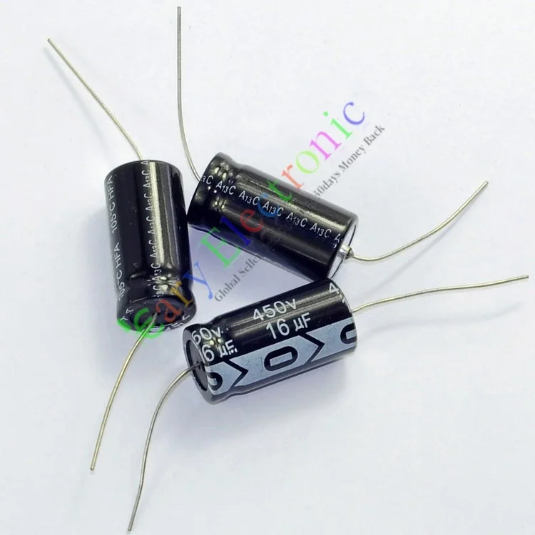 

Wholesale and retail 20pc 450V 16uf 105C long copper leads Axial Electrolytic Capacitors audio amp free shipping